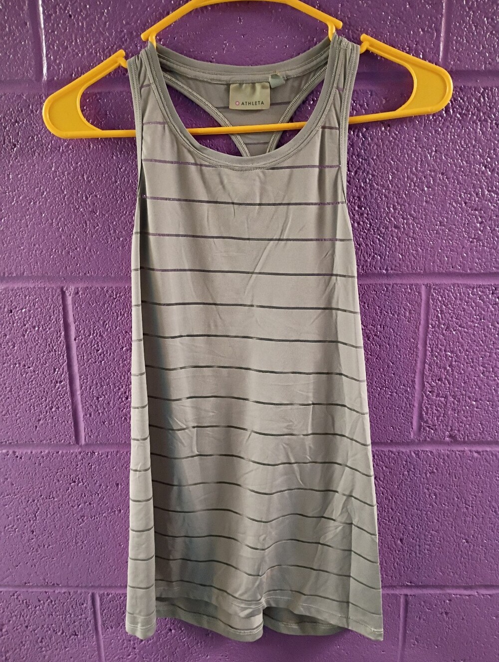 Athleta Light Gray Striped Racerback Tank Dress
